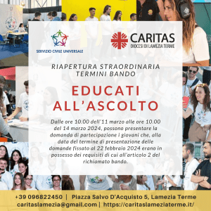 progetto educati all'ascolto scu caritas